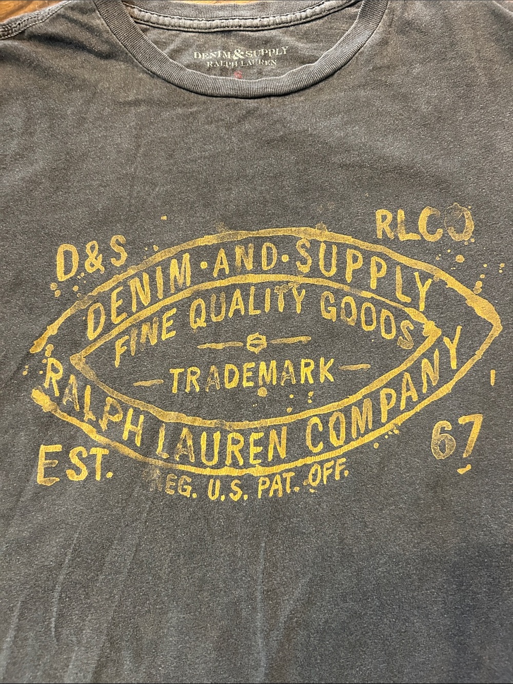 Denim&Supply Ralph Lauren Charcoal Short-Sleeve Tee with Yellow Graphic - Picture 2 of 7